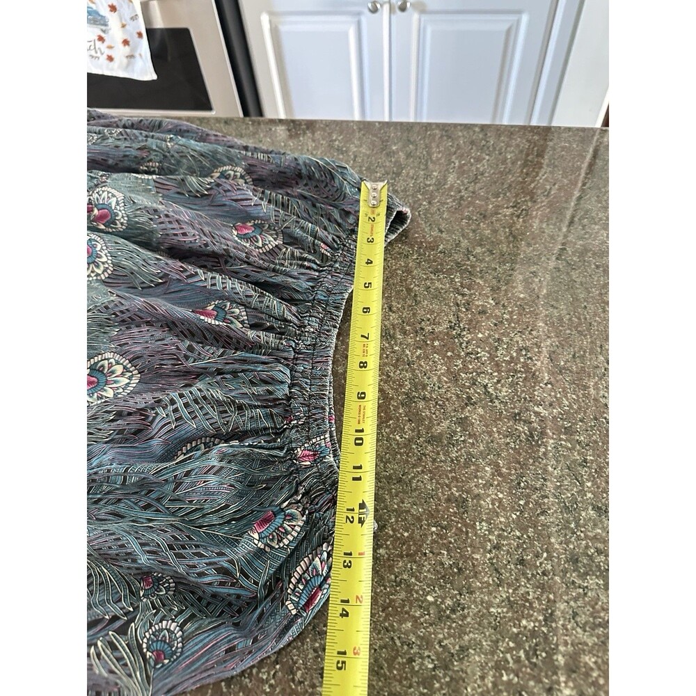 Vintage Joby Design Full Maxi Skirt‎ Peacock Feather Teal Purple S/M  Boho USA - Picture 9 of 12